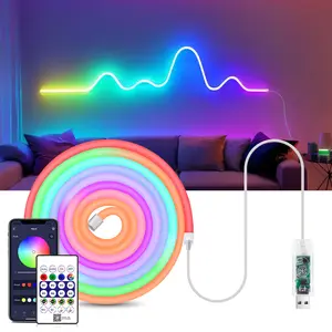 Neon Colorful LED Strip Lights USB Powered Bluetooth Controlled Dimmable Background Decorative Ambient Lights for Christmas Festival Party Decor