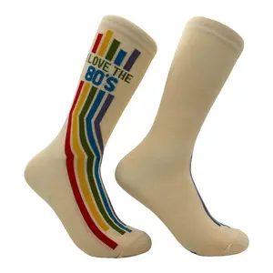 Women's I Love The 80s Socks Funny Sarcastic Retro Graphic Novelty Footwear Funny Graphic Socks Comfortable Fitted Spandex Cotton