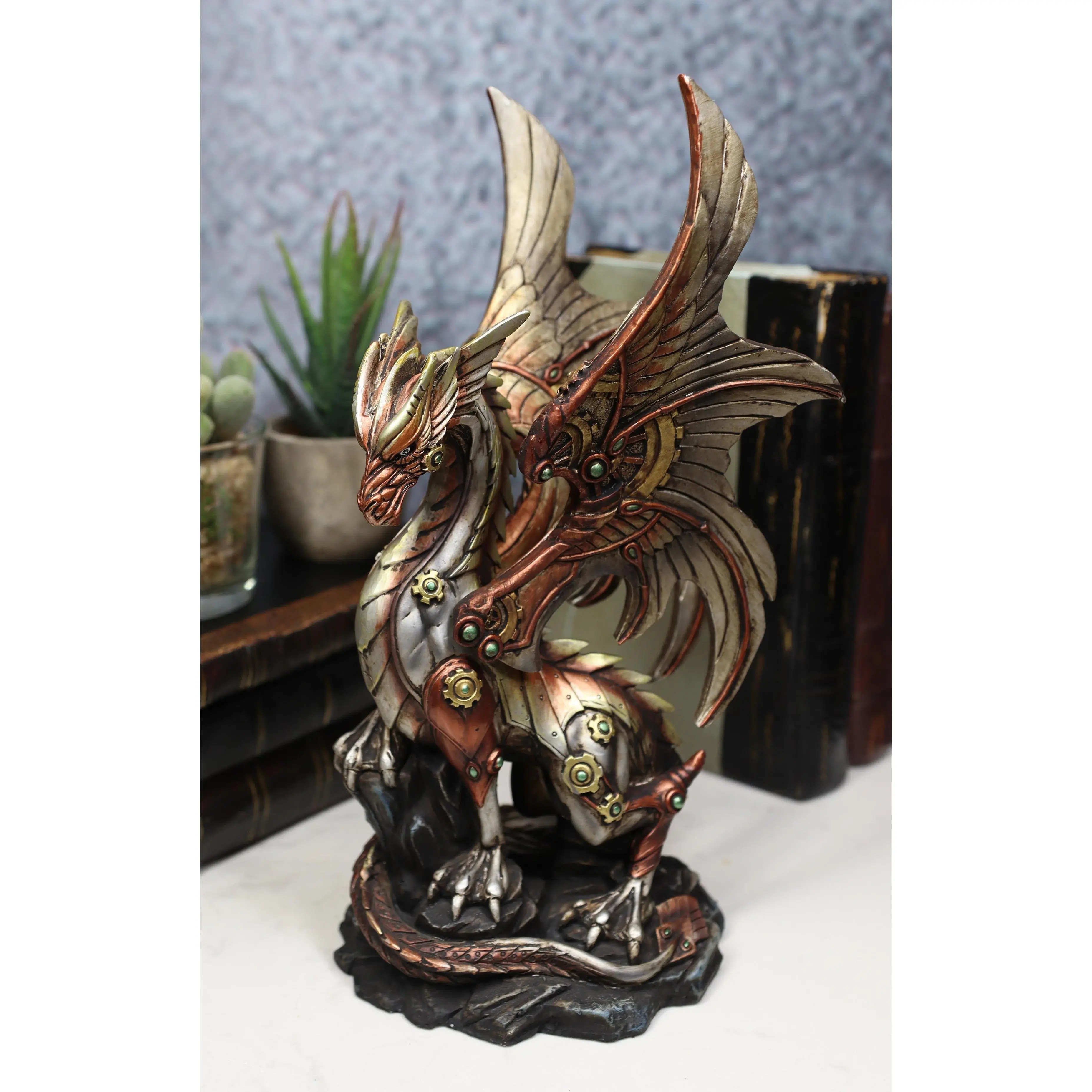 Ebros Ruler Of Pantagonia Steampunk Cyborg Robot Dragon Statue 10.5"Tall