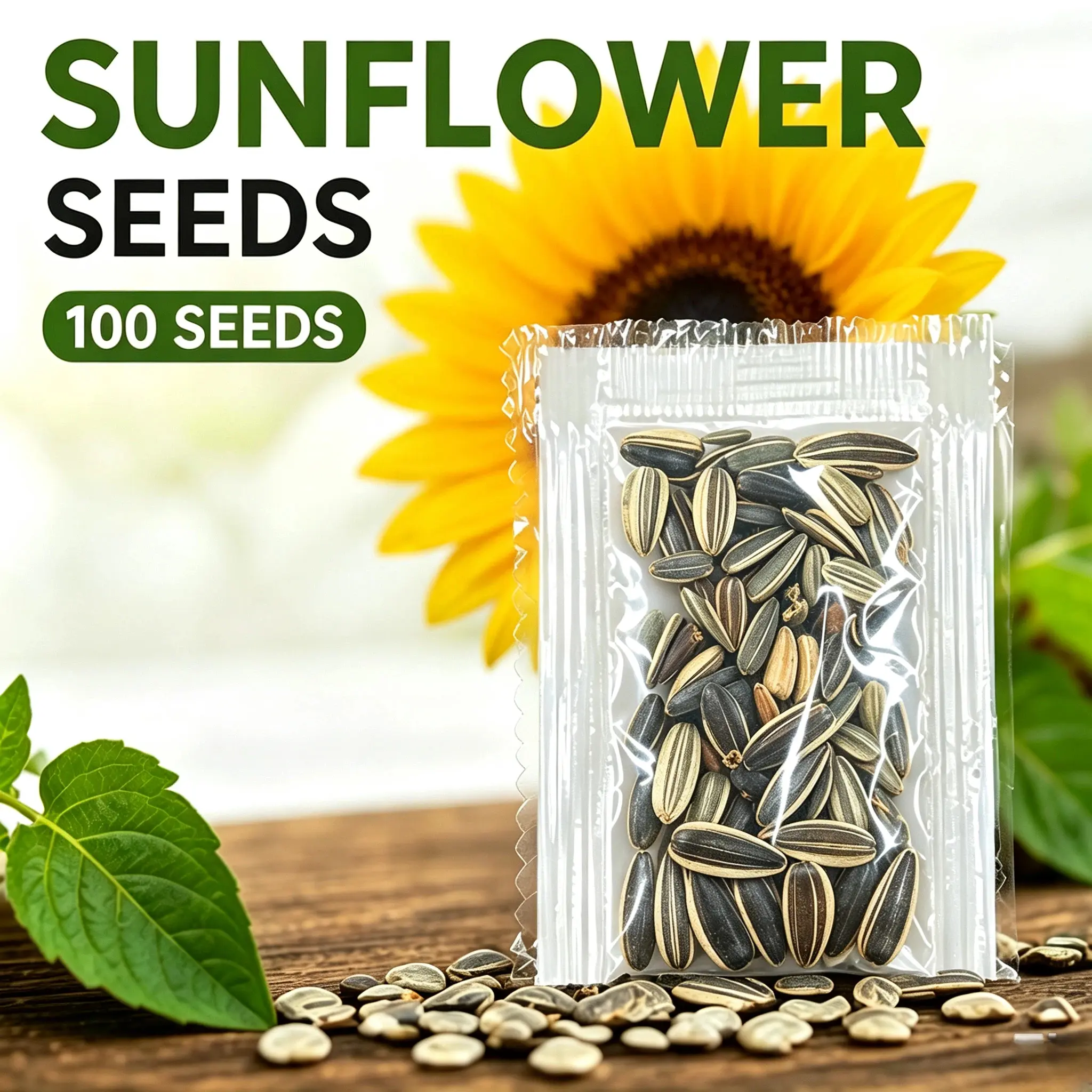 100 Sunflower Seeds for Planting - Non-GMO Heirloom Easy Grow Garden Flowers for Home Outdoor Balcony