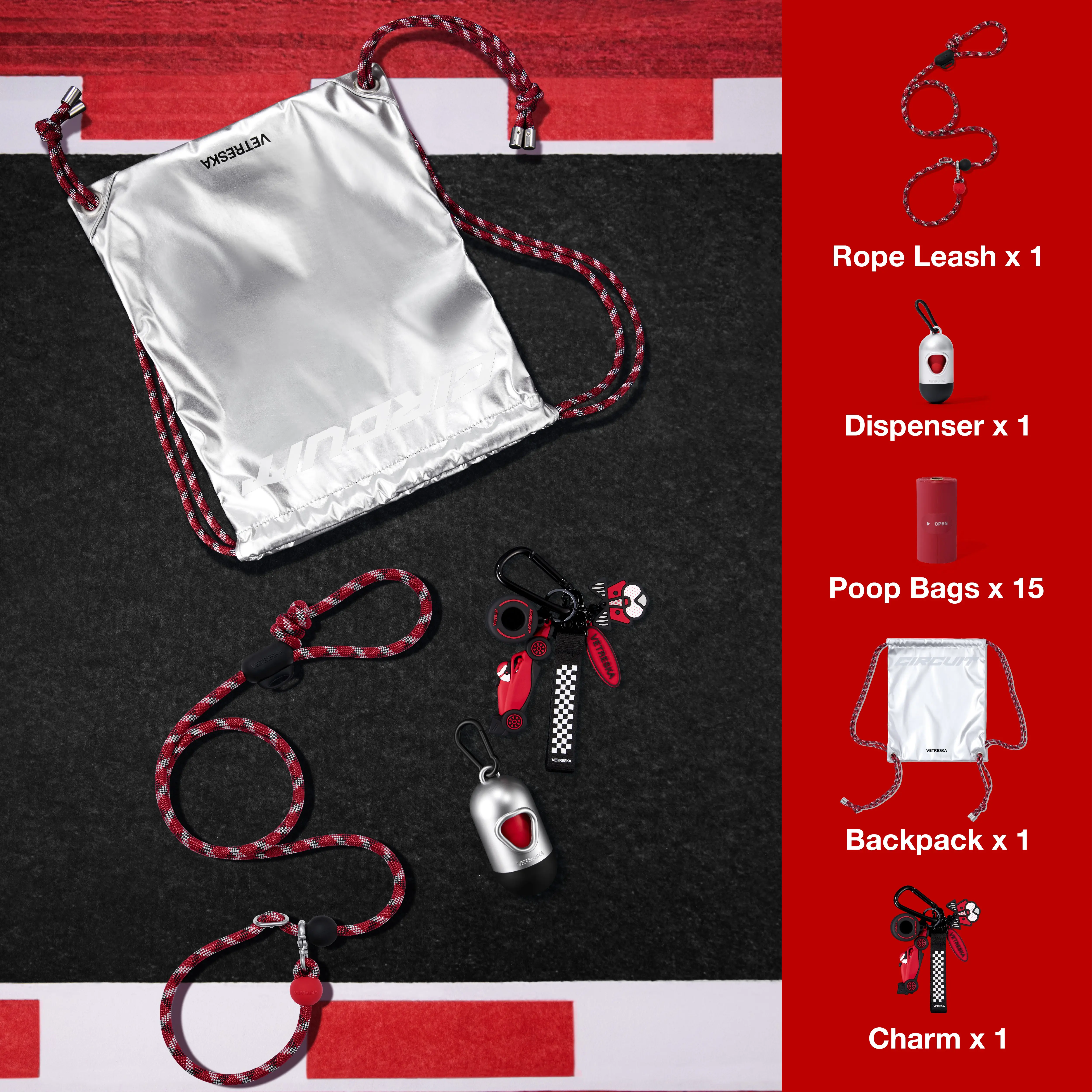 VETRESKA Limited-Edition Collector's Capsule, Multifunctional Dog Leash, 8FT Adjustable Rope Leash for Medium Large Dogs, Waist/Crossbody Slip Lead Leashes for Walking, Poop Bags, Dispenser