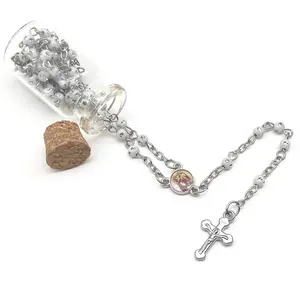 First Communion Rosary with Mini Diamonds In Glass Bottle (mini)