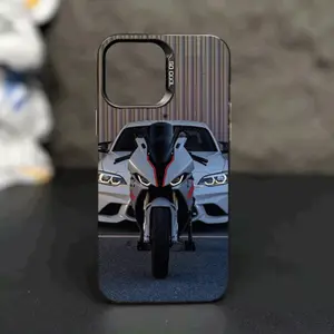 Fashion Dazzling Motocycle with My Dream Car Retro Pattern Case for iPhone 16 15 14 Pro Max 13 12 11 XR XS Plus Shockproof Non Slip Military-Grade Protection slim Cover