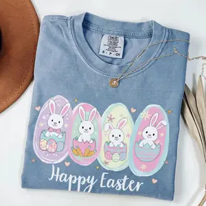 Coquette Easter Bunny Comfort Colors Shirt, Easter Teacher Shirt, Easter Basket Gifts for Kids, Easter Eggs Tshirt, Nurse Easter Day Shirts