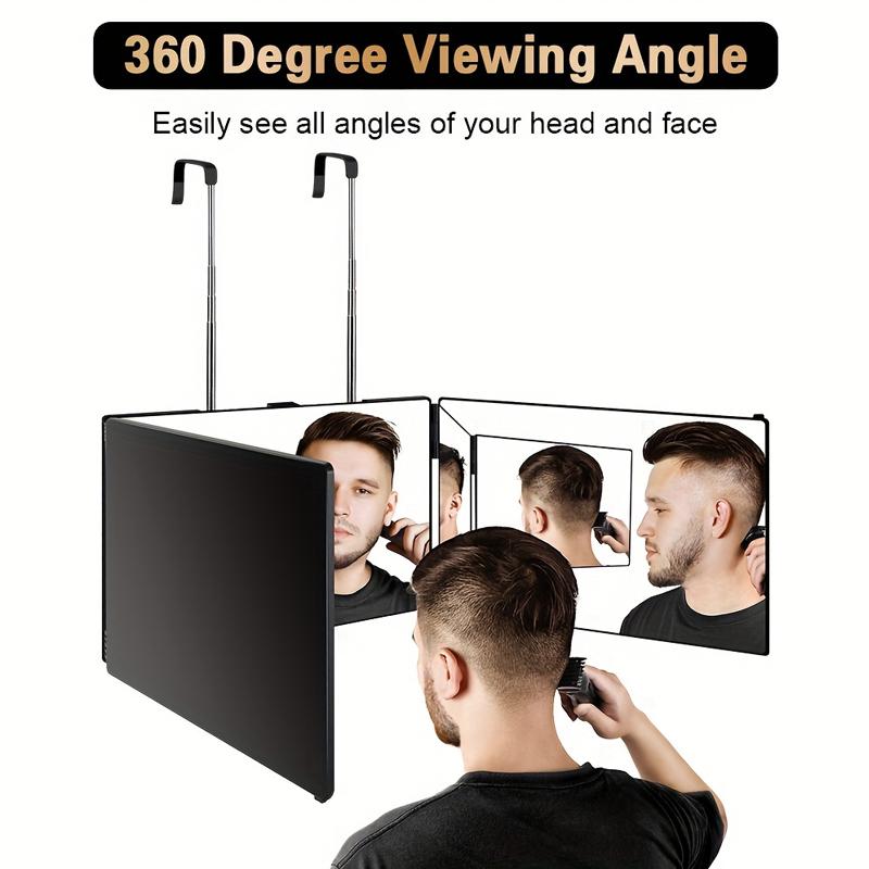 3 Way Mirror for Self Hair Cutting 360 Trifold Barber Mirrors 3 Sided Makeup Mirror to See Back of Head Used for Hair Coloring Braiding Gifts for Men and Women LED Light, Rechargeable, Perfect Valentine's Day Gift