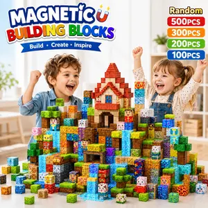 Jumbo Magnetic Building Blocks Set 100/200/300/500PCS  | STEM Montessori Sensory Construction Toy for Toddlers | Creative Magnetic Tiles in Random Assorted Styles | Multifution Magnet Cube for 3D Spatial Thinking | Birthday Gifts for Kids 3+Boys Girls