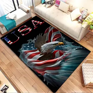 Bald eagle with American flag. Printed pattern home carpet, suitable for living room, bedroom, kitchen mat, home decoration, carpet, and also suitable as a holiday gift for family and friends