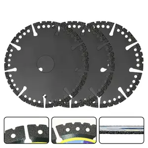 3PCS 4.5" Vacuum Brazed Diamond Cutting Discs, Multi-Pore Angle Grinder Blades for Cutting Ceramic Tile, Porcelain, Glass, Marble, Granite & Stone, Professional Cutting Tool Accessories