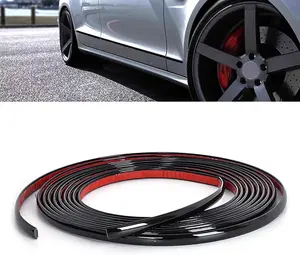 .Ft Glossy Black Car Side Moldings, ScratchProof Car Exterior and Interior Molding Trim, Self Adhesive Bumper Window Side Decorative Strip for Cars Trucks and All (Black)