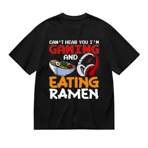 Funny Gamer T-Shirt - Black, Colorful, Soft Short-Sleeve Menswear, Ramen & Headphones Graphic, Casual Cotton Top for Gamers (Sports & Outdoor Clothing Sports Top)