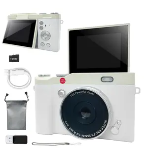 180° Flip Cover Digital 1080P Pixel Fashion Retro Multiple Filters Portable Digital Camera, Includes Camera Storage Bag, 32GB Memory Card, Reader