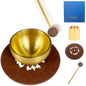 Mini Singing Bowl Incense Holder Set,Portable Meditation Sound Bowl,9-Hole Brass Burner Cone Stick Holder,Healing Sound for Yoga Meditation Stress Relief Unique Gift.