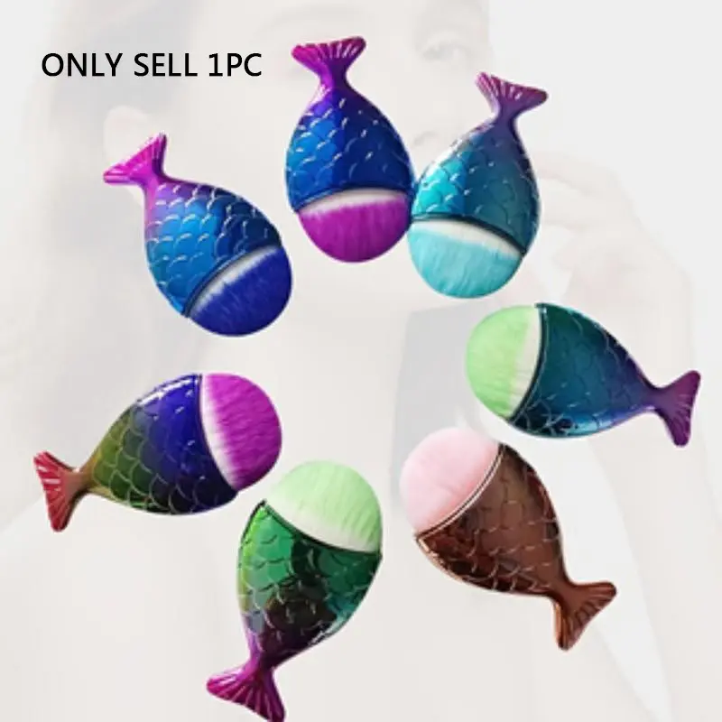 Fish Scale Makeup Brush, Large Mermaid Tail Bottom Single Brush, Non-Irritating, Easy Grip, Multiple Colors, Suitable for Makeup Lovers