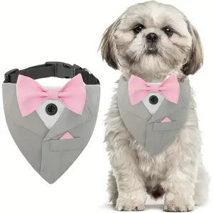 Elegant Bow Luxury Pet Scarf with Adjustable Collar, Perfect for Weddings and Parties, Stylish Dog and Cat Accessory