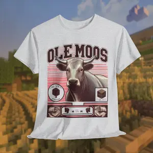 Ole Moo MCAA Graphic Tee, Minecraft College Football, Minecraft Tshirt, Unisex Tshirt, Gaming shirt, Minecraft Gaming, Casual Vintage aesthetic