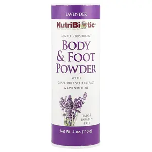 NutriBiotic Body & Foot Powder with Grapefruit Seed Extract & Lavender Oil, Lavender, 4 oz (113 g)