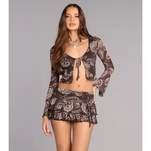 Free Spirit Paisley Tie Front Top