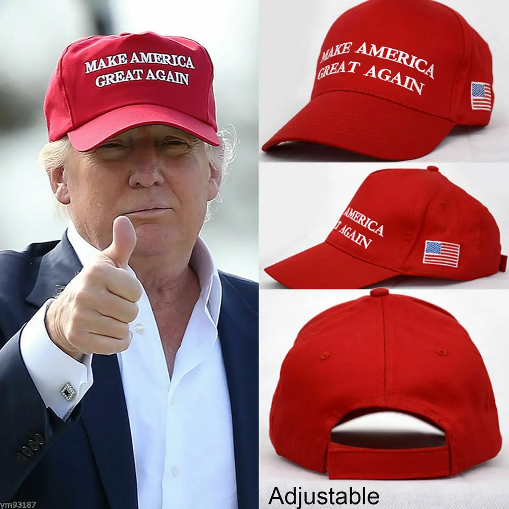 Political Statement Red Hat with Bold Letters, an Adjustable Unisex Fit for Festive America-themed Halloween Events, Design, 2018 Republican Campaign