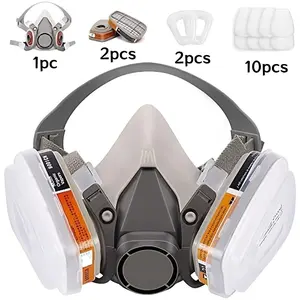 15 in1 Respirator Mask Reusable Half Face Cover Gas Mask, Paint Face Cover Face Shield with Filters for Painting,  Welding, Polishing,