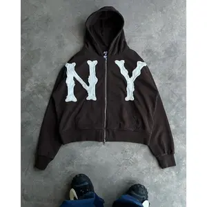 Y2K Zip Hoodie New Fashion Letters pattern Oversized Hoodies Women clothing Harajuku Hip Hop Retro Zipper Sweatshirts Streetwear