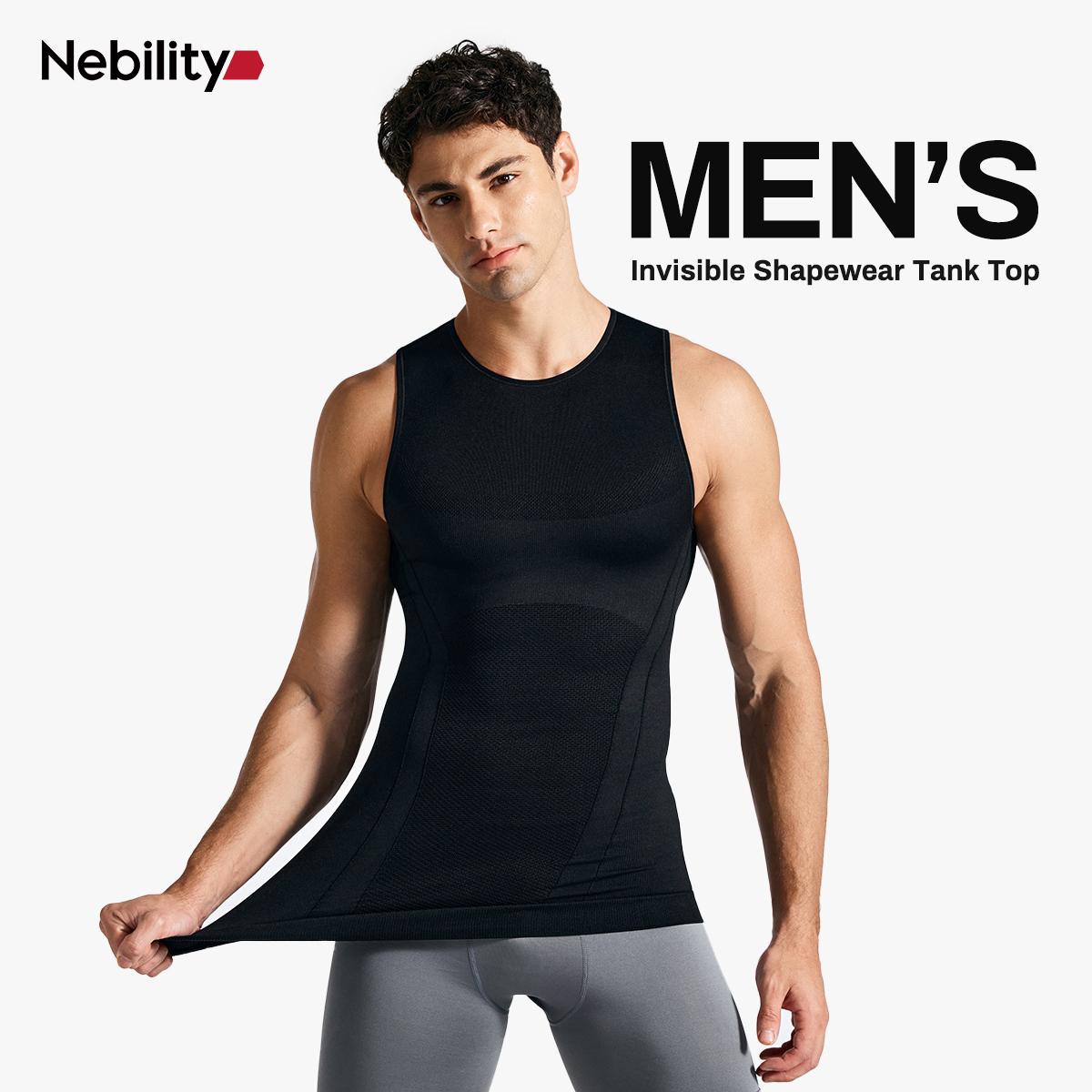 【Nebility】Men’s Invisible Compression Shapewear Tank Top – Lightweight Seamless Slimming Vest with Tummy Control, Back Support & Chest Shaping, Moisture-Wicking Breathable Stretch Fabric Body Shaper for Daily Wear, Work & Posture Support,fathersdaygift