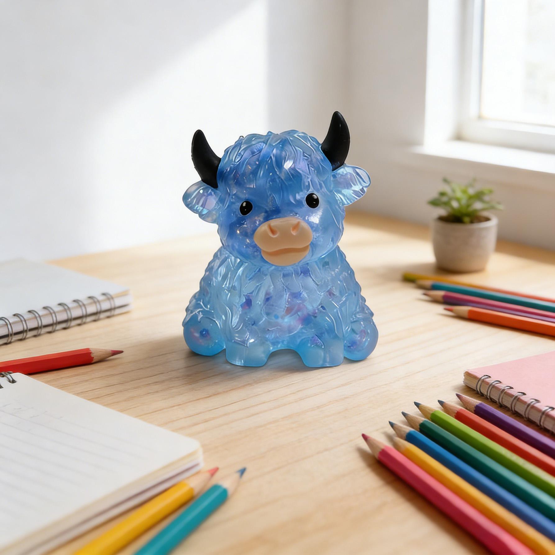 Highland Cow Squishy Mini Cute Animal Squeeze Toy Slow Rising Sensory Fidget Stress Ball for Anxiety Relief Kawaii Squishy Toy TikTok Trending Cute Decompression Toy Gift for Cow Lover Party Favor Easter Basket Stuffer