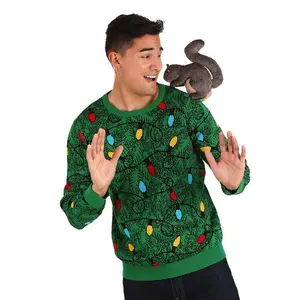 Adult 3D Squirrel in the Christmas Tree Unisex Ugly Sweater