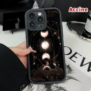 Compatible for iPhone 16 15 Pro Max Plus 14 13 12 11 X XR E Creative Moon Rugged Durable shockproof Anti-Scratch soft Silicone case