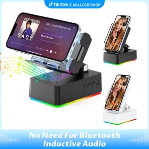 [valentinesdaygift] AKLLCCR Gen 2 Wireless Bluetooth/Induction Audio Speaker with Phone Stand RGB Magic Color Lights 5.4 HD Surround Subwoofer Sound IPX4 Waterproof 300° Foldable USB Type C Gift for Friends and Family
