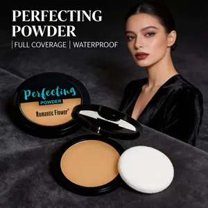 Romantic Flower Dark Pressed Powder, Powder Foundation, Matte Finish, Waterproof & High Coverage, No Cakey Texture, Long-Lasting, Includes Puff