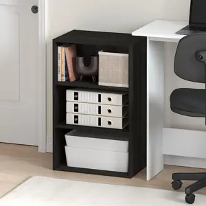 3-Tier Compact Open Bookshelf with Storage, 11x17x26 in Espresso Cube Bookcase, for Living Room, Home Office Indoor Furniture Shelves & Racks