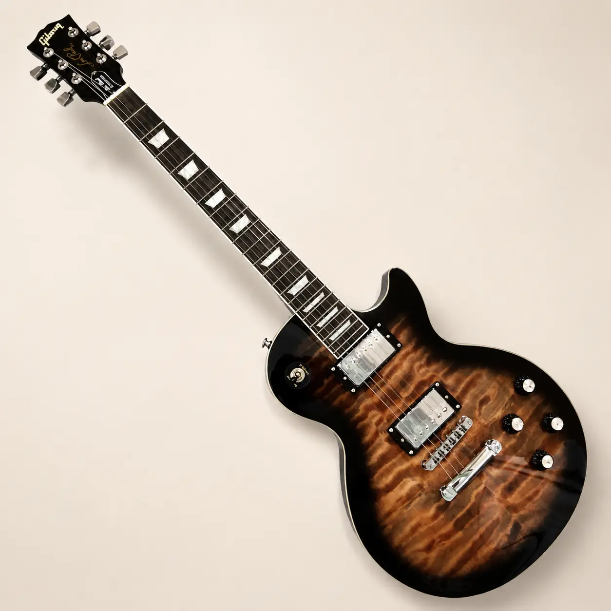 Unisex Vintage Sunburst Solid Body Quilted Maple Top Les Paul Electric Guitar for Beginners, HH Humbucker Pickups, Chrome Hardware, Gloss Finish, Ideal for Rock, Blues Music