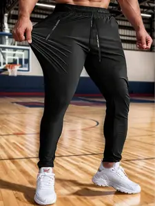 Men's Regular Fit Zipper Pocket Jogger Pants, Casual Comfy Breathable Trousers, Casual Sports Trousers for Gym Workout Running, Fitness Trousers, Men's Bottoms for Summer