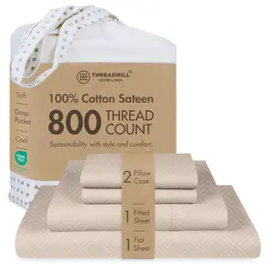 Threadmill Sheets | 800 Thread Count Jacquard | 4 Piece Striped Bed Sheets | Extra Long Staple Cotton sheet, Geometric