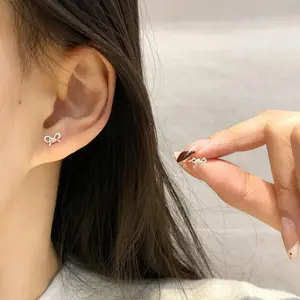5 Pairs Dainty Silver Stud Earrings Set for Women| Hypoallergenic Tiny Bow Heart Star Butterfly Minimalist Earrings for Everyday Wear