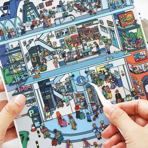 3 Sheets/bag Sticker Pack, Pet Material, Today Open Third Series Park & Train Station Themes, Decorative Decals, Art Stickers