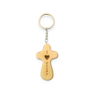 Olive Wood Comfort Cross Keychain from the Holy Land