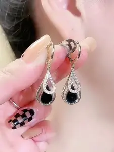 Fashion Water Drop Rhombus Pendant Earrings, Unique Design High-End Ear Jewelry, Elegant Small-Batch Accessories