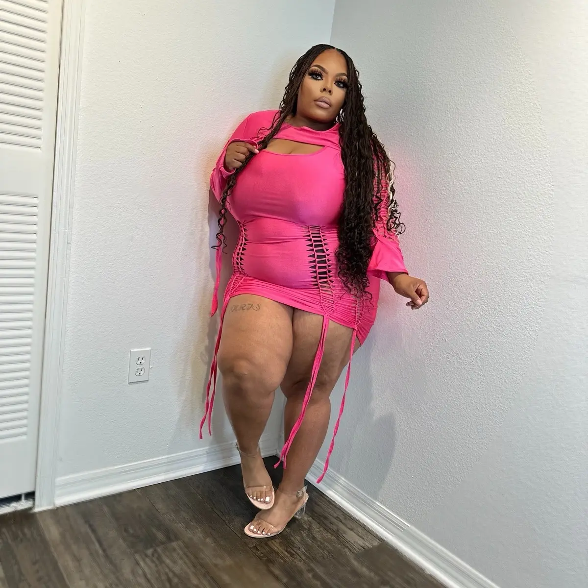 Hot pink mini dress