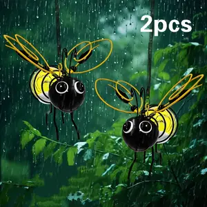 2 Pack Solar Bee Clip Lights, Outdoor Hanging Garden Lights for Fence Patio Yard Flower Pot Decor