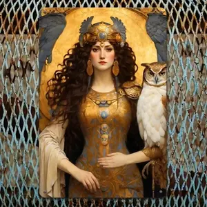 Aluminum Greek Goddess Athena Sculpture with Owl Decoration Elegant Home and Office Wall Art for Living Room Bedroom Bathroom Decor