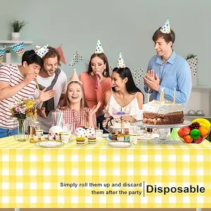10-Pack Disposable Party Tablecloths, 137x183cm Gingham Checkered, Outdoor Decor for Halloween, Wedding, Summer, Garden, Christmas