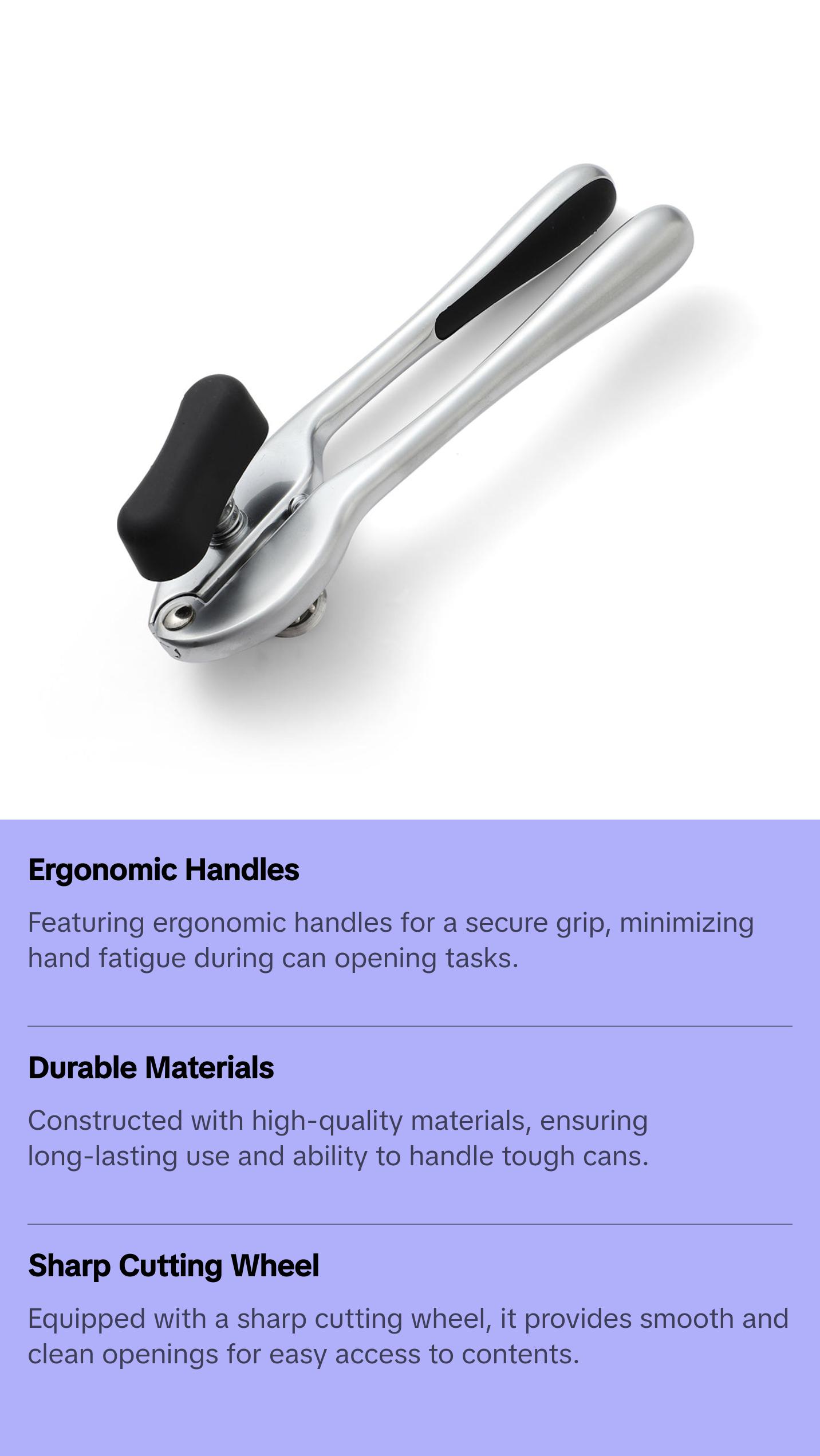 Manual Can Opener Heavy Duty with Comfortable and Ergonomic Handles