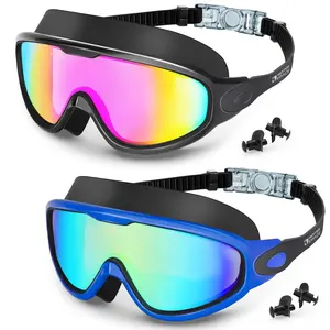 Swim Goggles 2 Pack for Adult Youth, Anti-fog UV Protection No Leaking 180° Wide View Clear Vision Pool Goggles