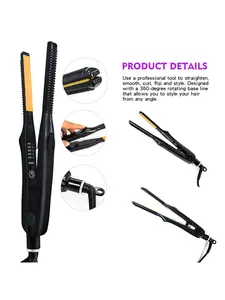 Professional Adjustable Hair Straightener, US Plug LCD Display Hair Straightening Flat Iron Hair Styling Tool for Salon & Barber Shop, Winter Gift