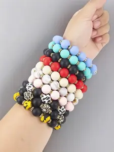 15mm Silicone Bead Bracelet, Fashionable DIY Jewelry Making Kit, Keychain Accessory for Women, Perfect Gift for Friends & Students