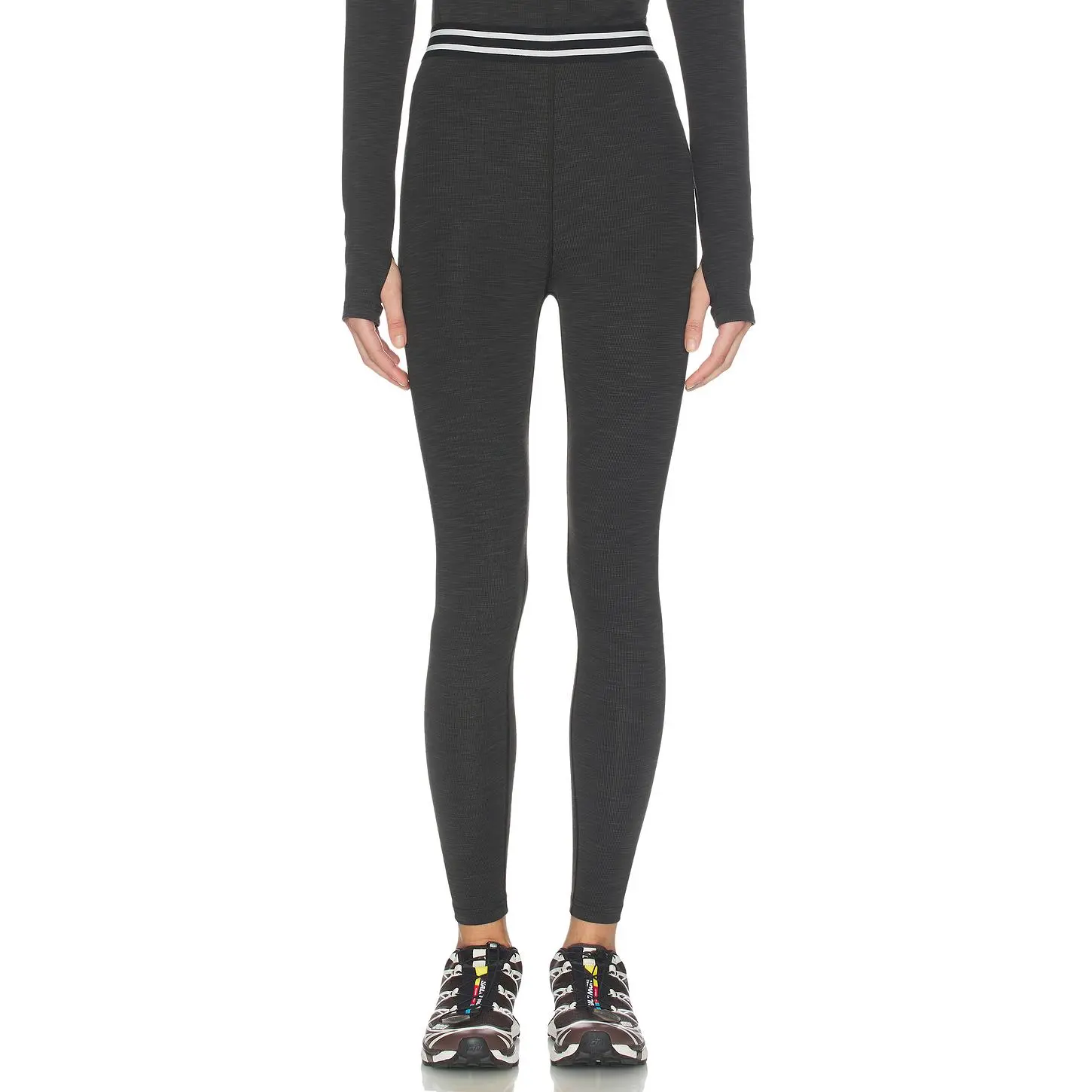 Splits59 Bailey High Waist Active Rib 7/8 Legging in Heather Graphite