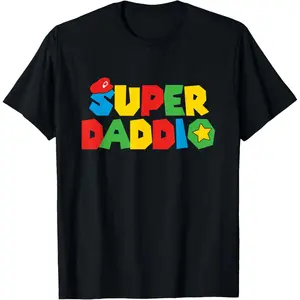 Super Gamer Dad Unleashed Celebrating Fatherly Powers T-Shirt Pure Cotton Graphic Tees Menswear Top: Gifts for Men & Women