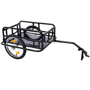 51.50" Black Foldable Bike Cargo Trailer with 110LBS Capacity & 16" Air-Filled Tires Universal Hitch for Camping Shopping Portable Hauler Collapsible Folding Wagon