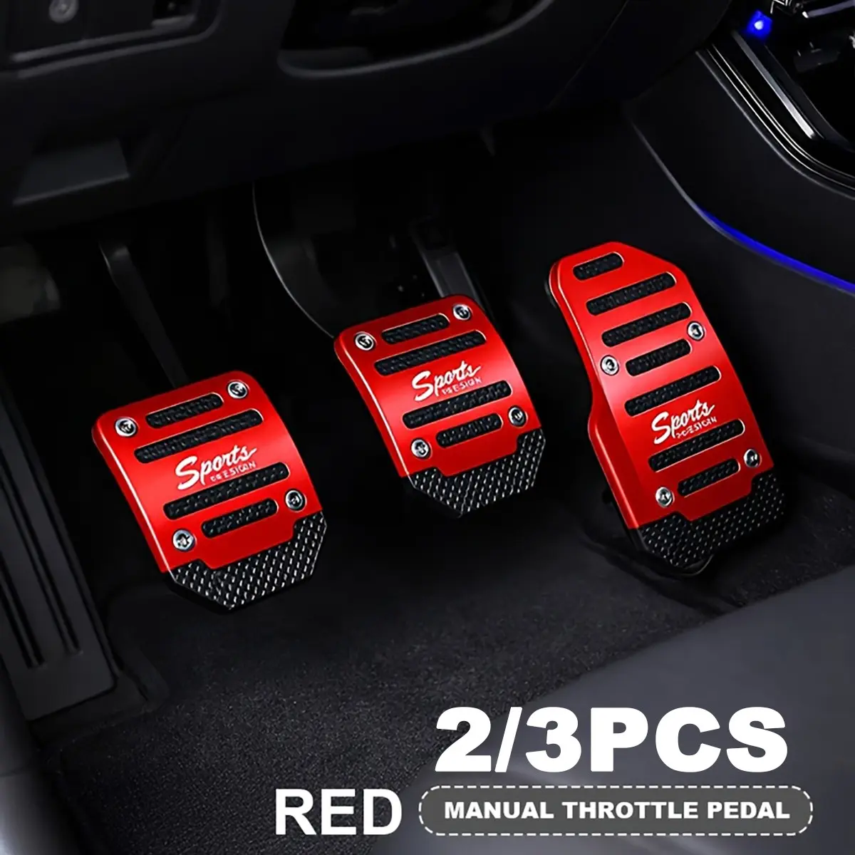 2/3 Counts Aluminum Alloy Anti-Slip Car Pedals, Ergonomic Design Foot Pedal, Durable and Lightweight, Fits Accelerator & Brake Pedals, Manual Transmission, Compatible with Most Vehicles, Metal Surface, Car Accessories, Car Interior Upgrade Accessories